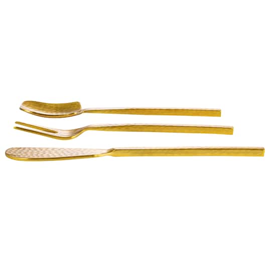 Hello Honey® Gilded Hammered Stainless Steel Appetizer Utensil Set